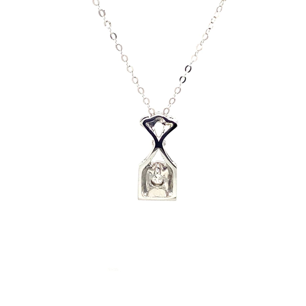 18K White Gold Petite Wave Lock Diamond Necklace
