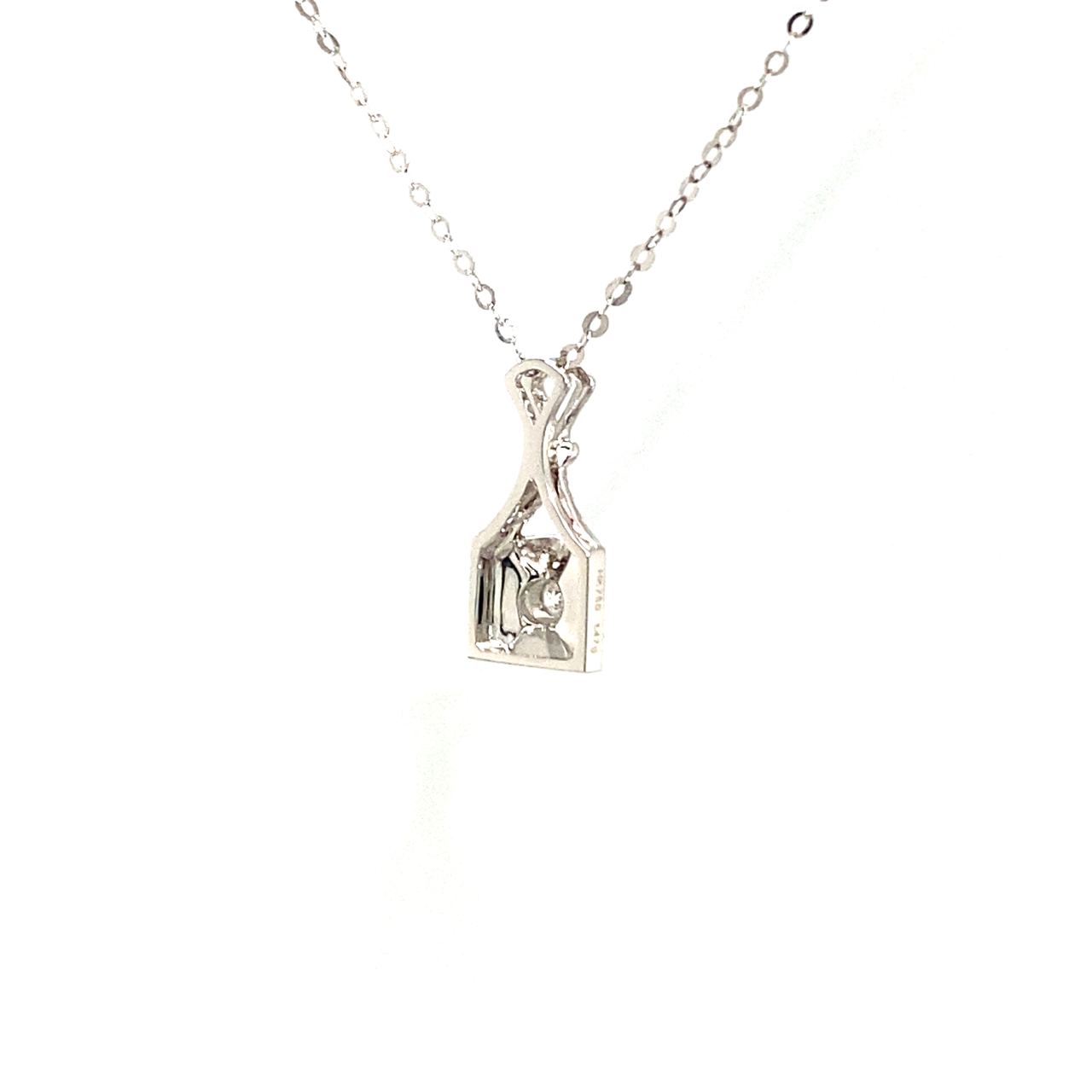 18K White Gold Classic Lock Diamond Necklace