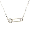 18K White Gold Flower Pin Diamond Necklace