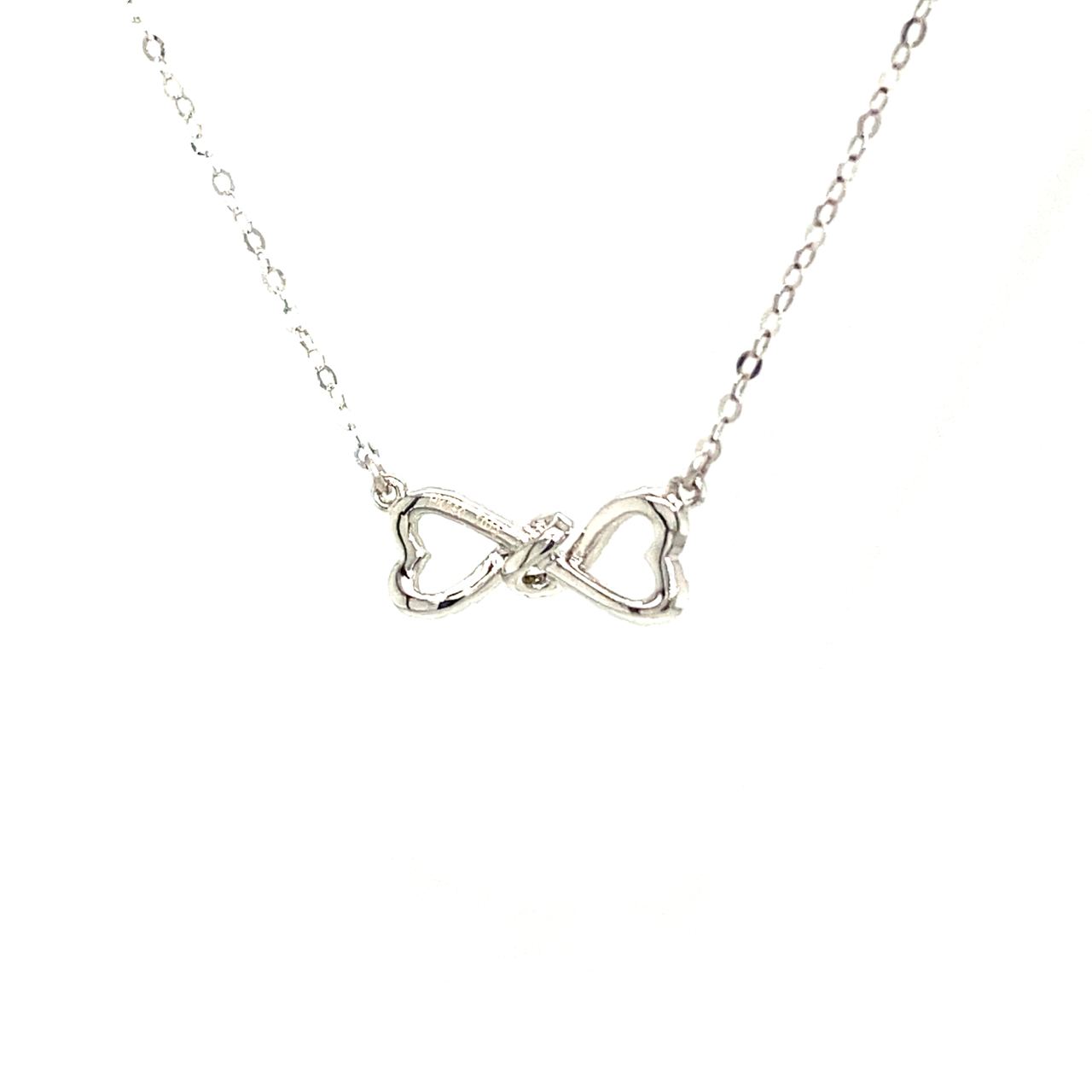 18K White Gold Twisted Bow Diamond Necklace