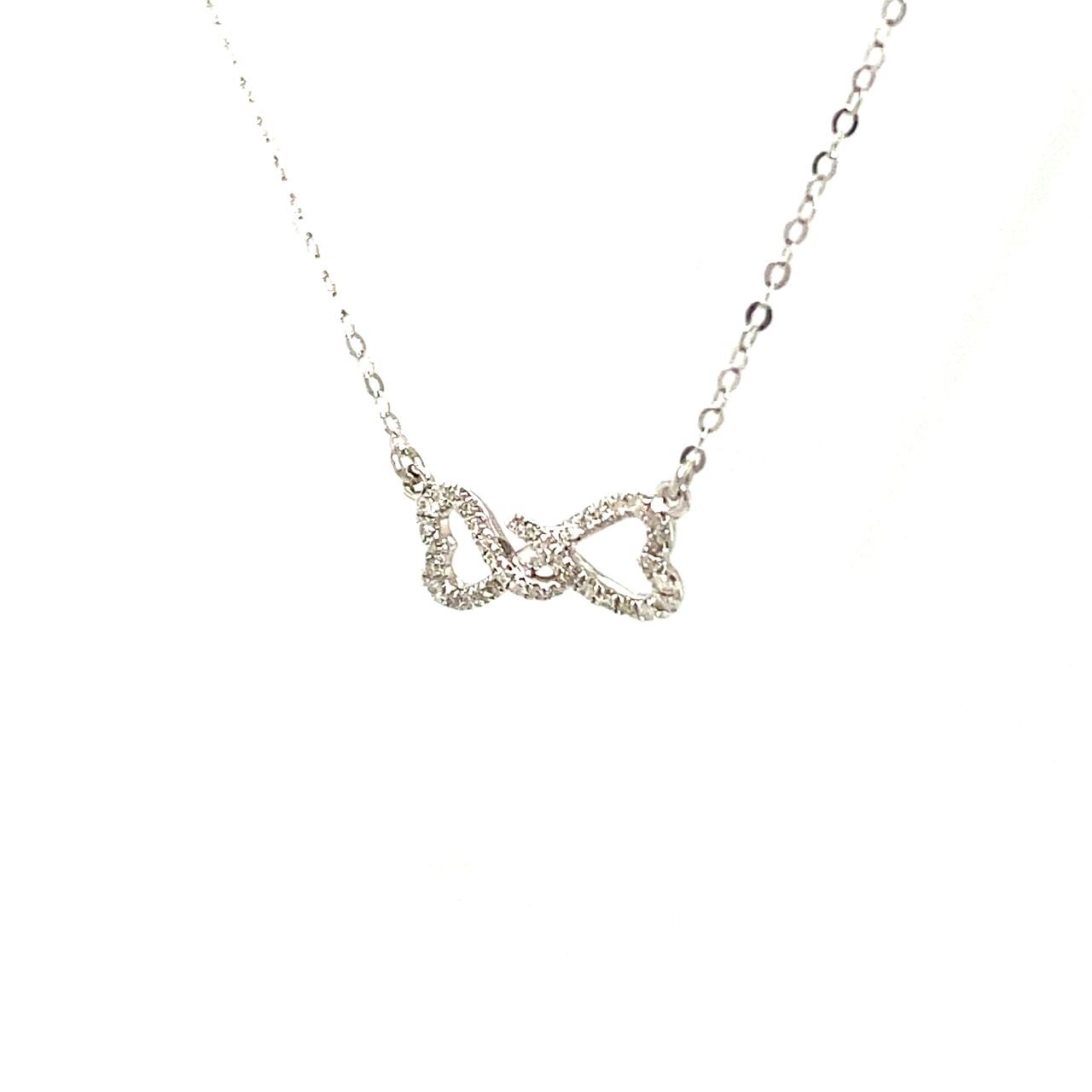 18K White Gold Twisted Bow Diamond Necklace