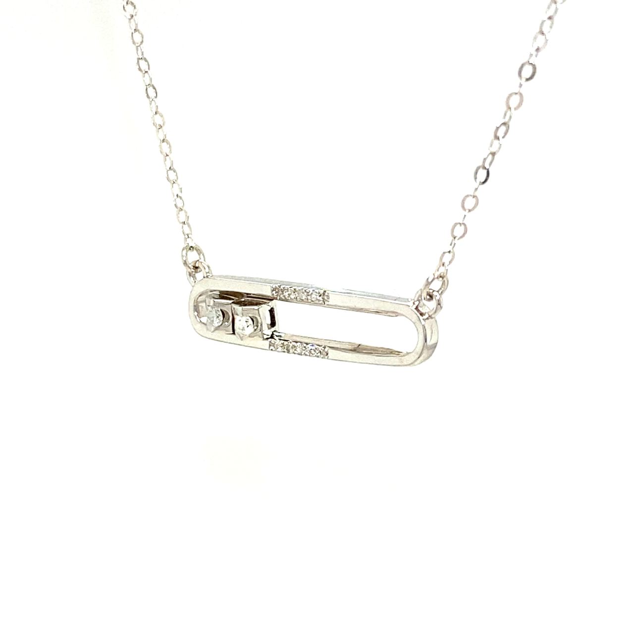 18K White Gold Double Movable Diamond Necklace