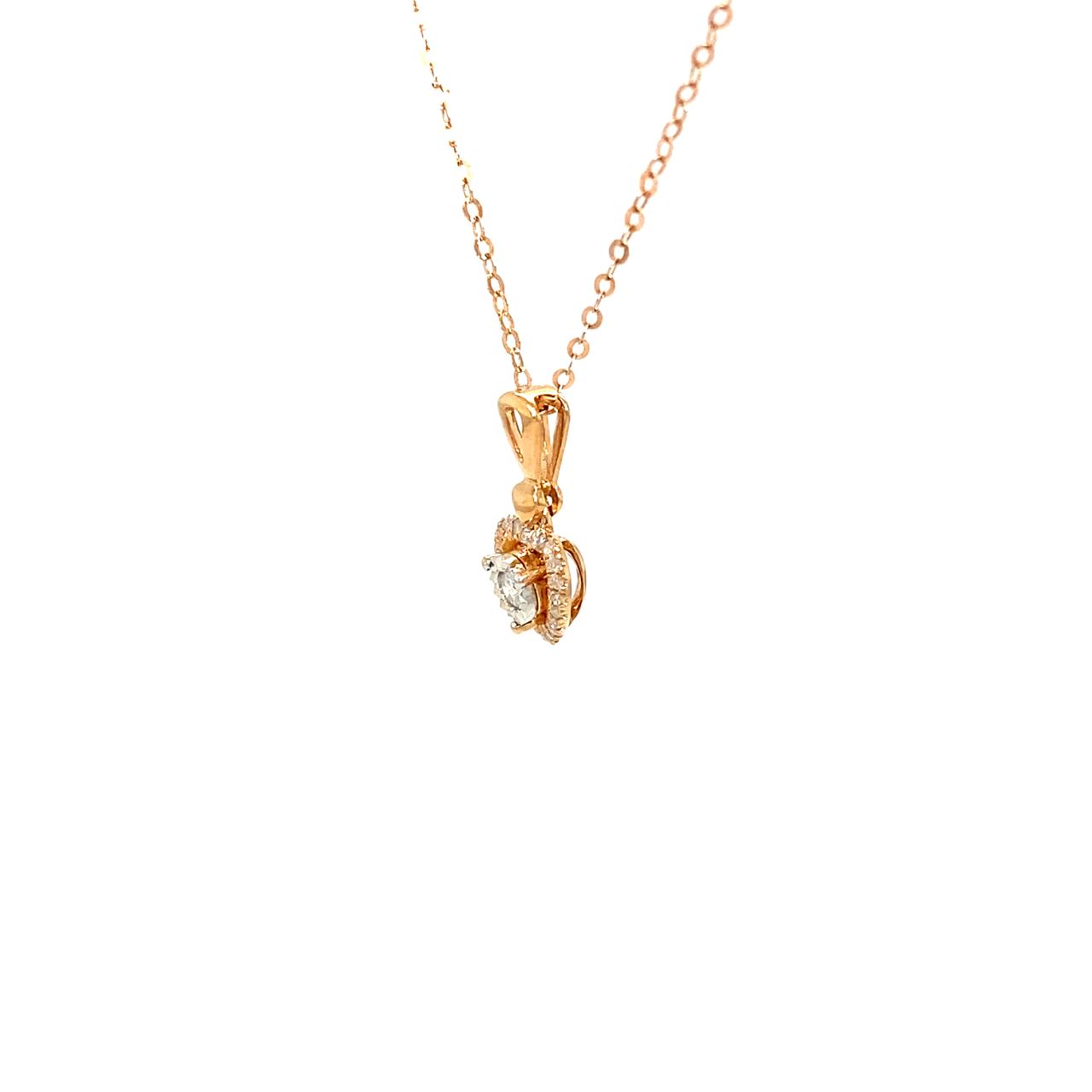 18K Rose Gold Illusion Setting Heart Diamond Necklace