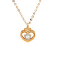18K Rose Gold Triple Heart Circle Diamond Necklace