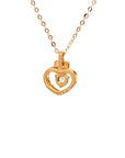 18K Rose Gold Triple Heart Circle Diamond Necklace