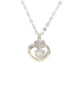 18K White Gold Triple Diamond Heart Diamond Necklace