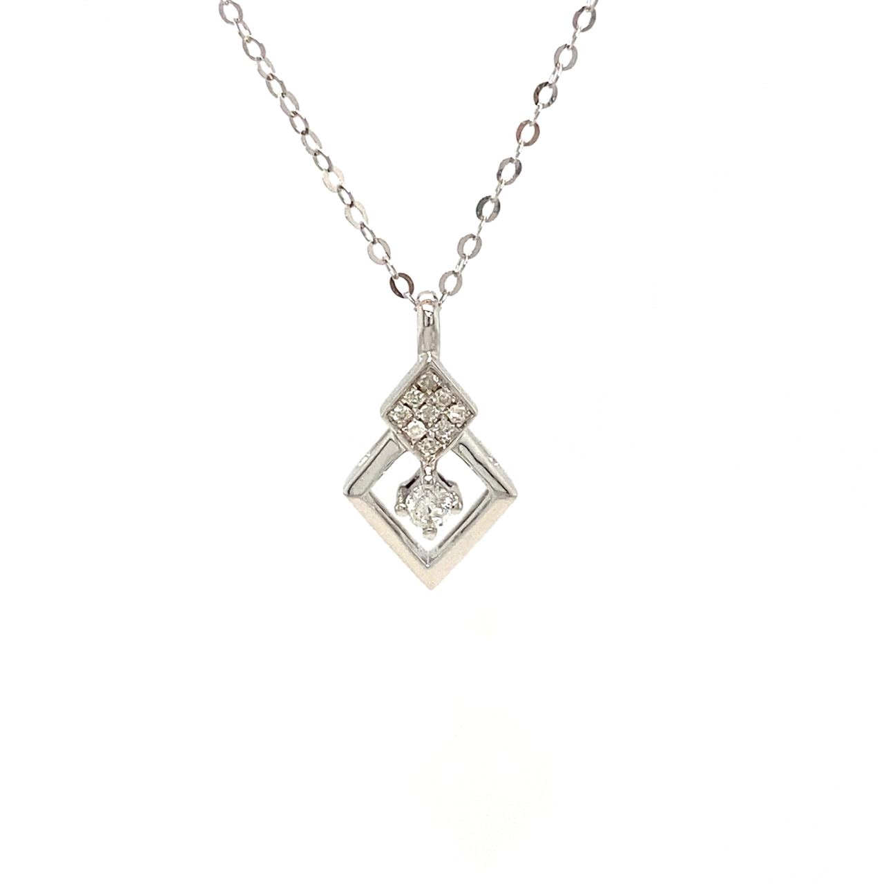 18K White Gold Petitle Double V Diamond Necklace 2.0