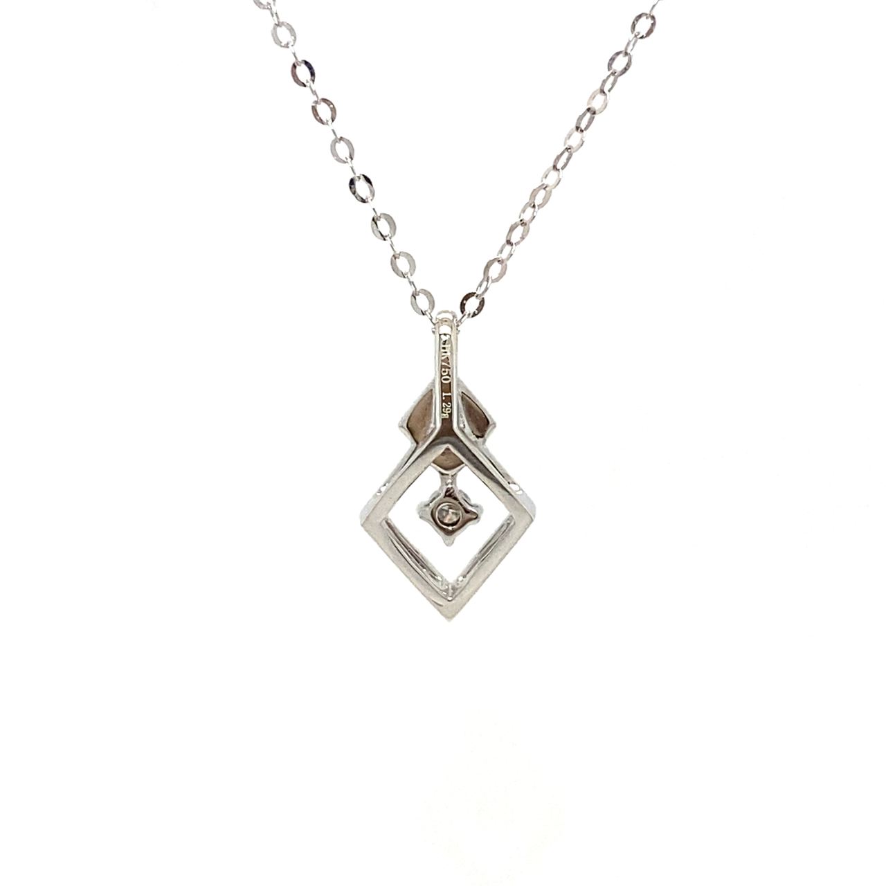 18K White Gold Petitle Double V Diamond Necklace 2.0