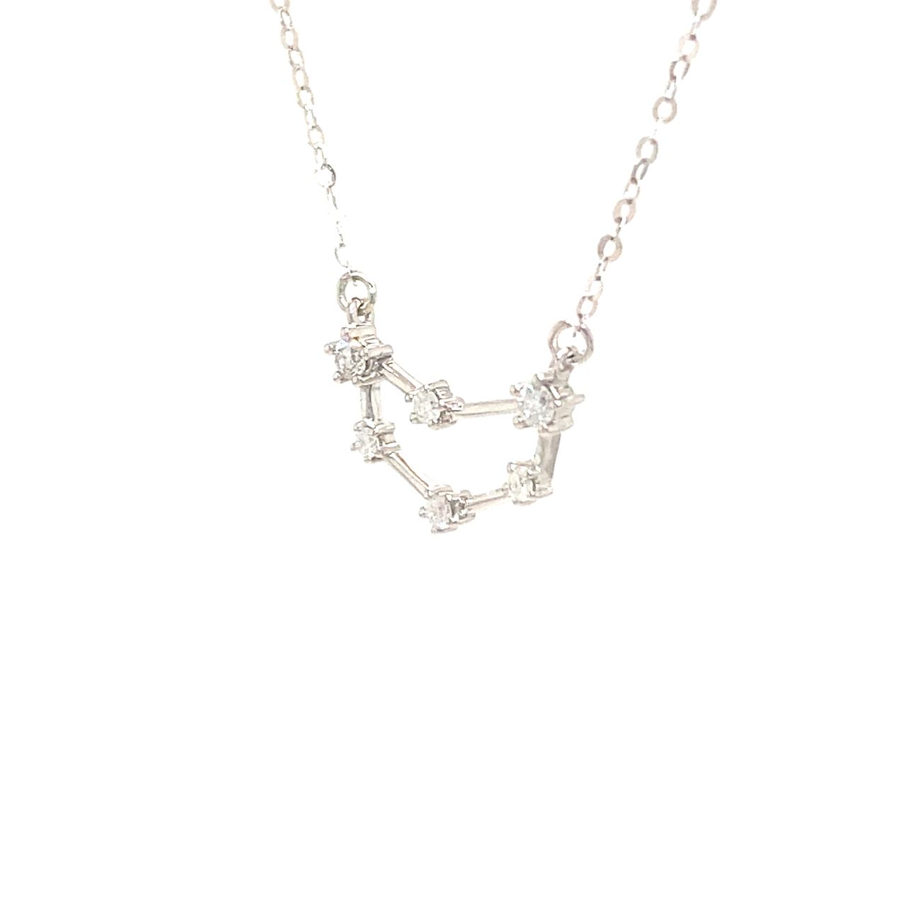 18K White Gold Capricorn Zodiac Diamond Necklace