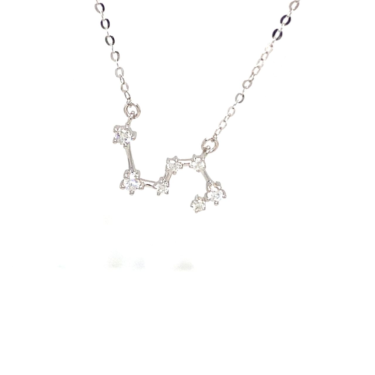 18K White Gold Leo Zodiac Diamond Necklace
