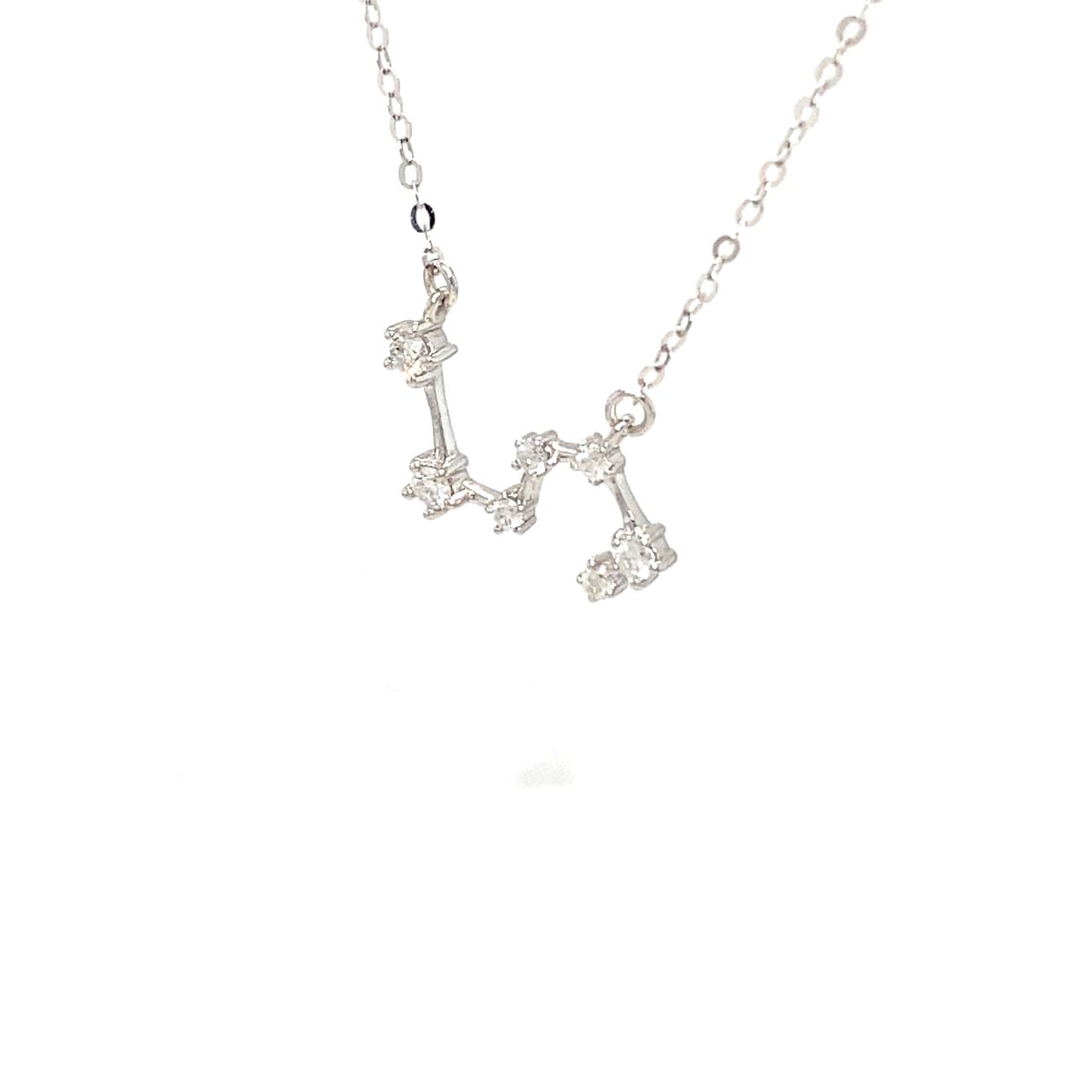 18K White Gold Leo Zodiac Diamond Necklace
