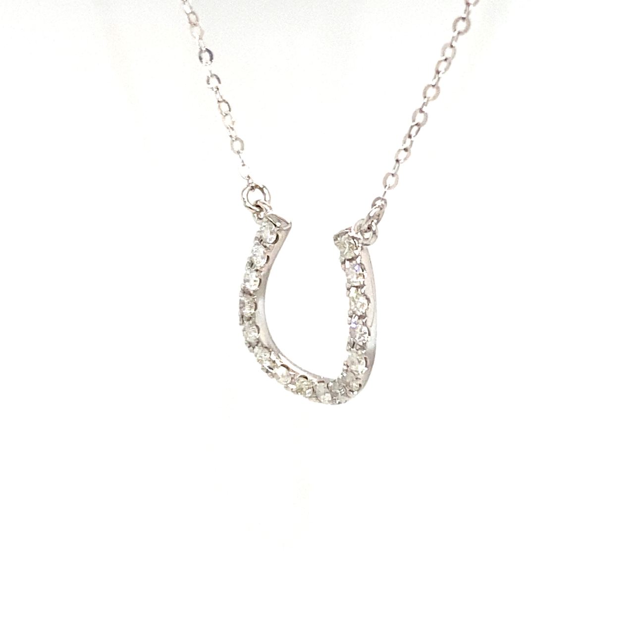 18K White Enlarge U Full Diamond Necklace