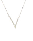 18K White Enlarge V Full Diamond Necklace