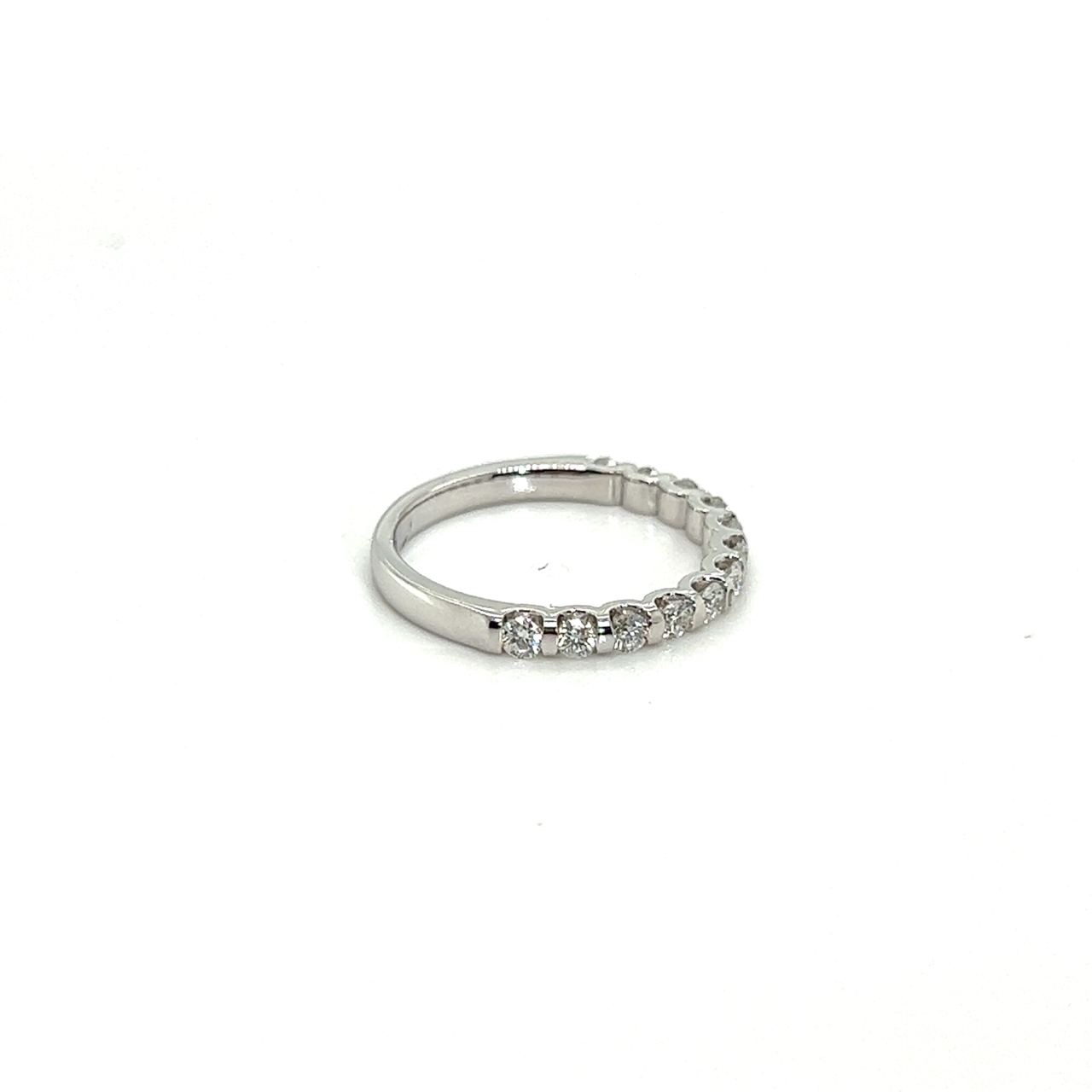 18K White Gold Tension Pointers Half Eternity Round Diamond Ring