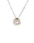 18K White Gold Circle Flower Diamond Necklace