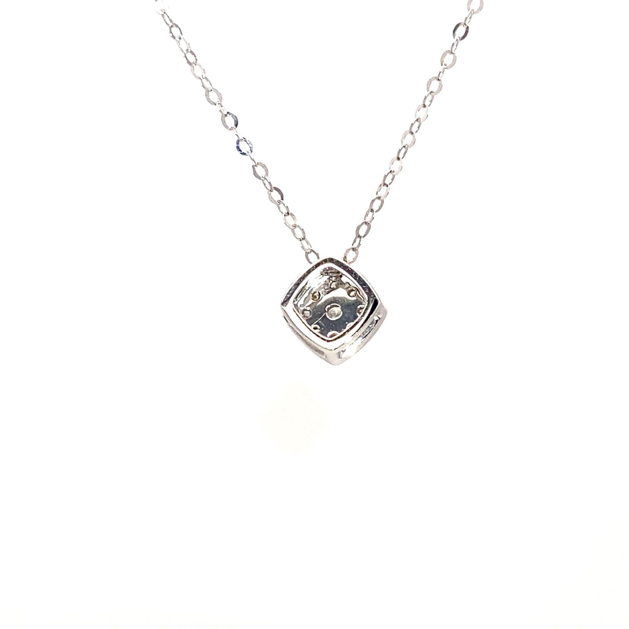 18K White Gold Square Style Diamond Necklace