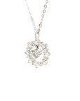 18K White Gold Rounf Wreath Diamond Necklace