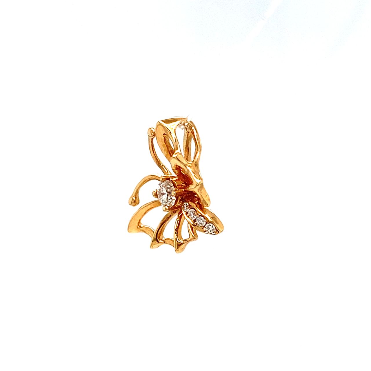 18K Rose Gold Spread Wings Butterfly Diamond Pendant