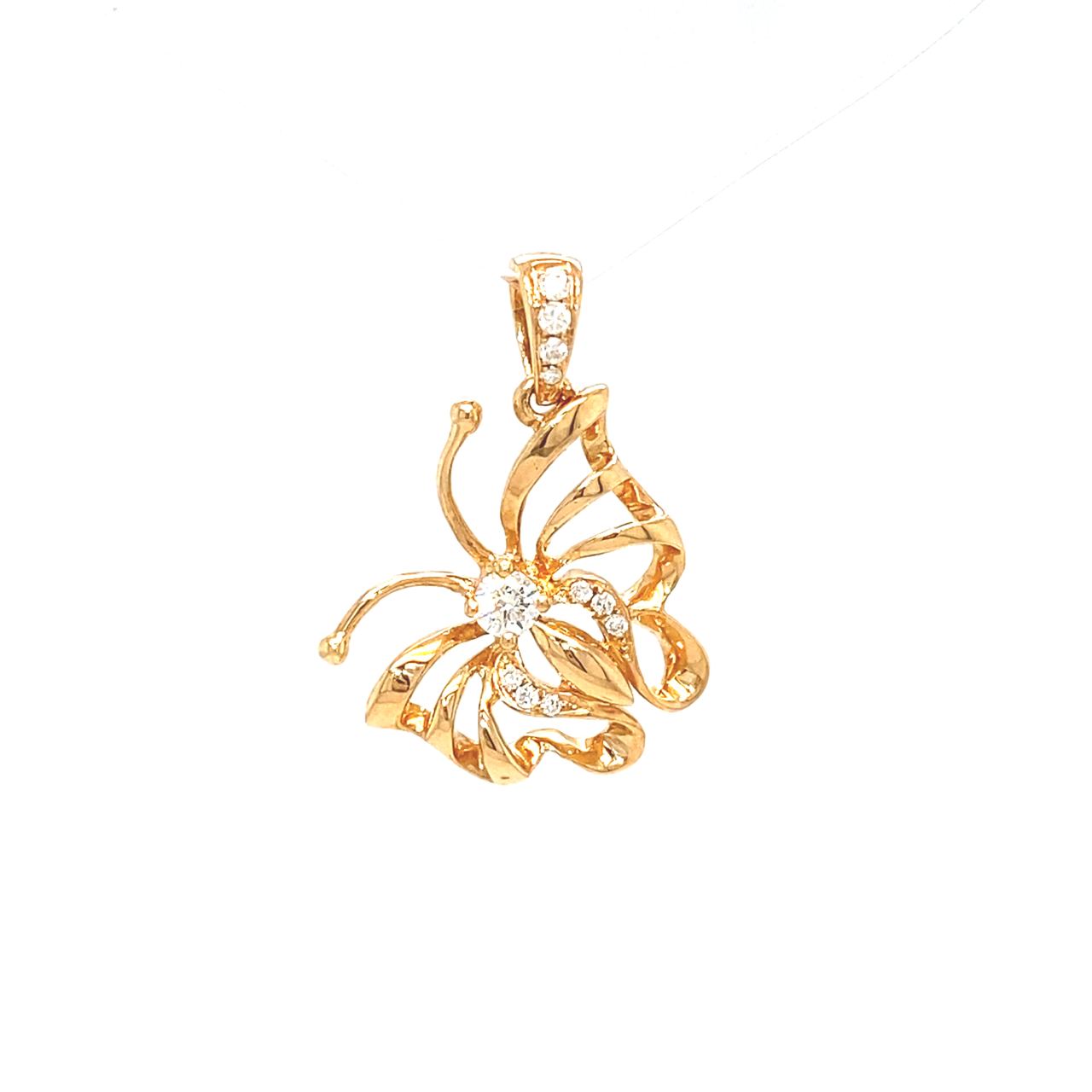 18K Rose Gold Butterfly Double Wings Diamond Pendant