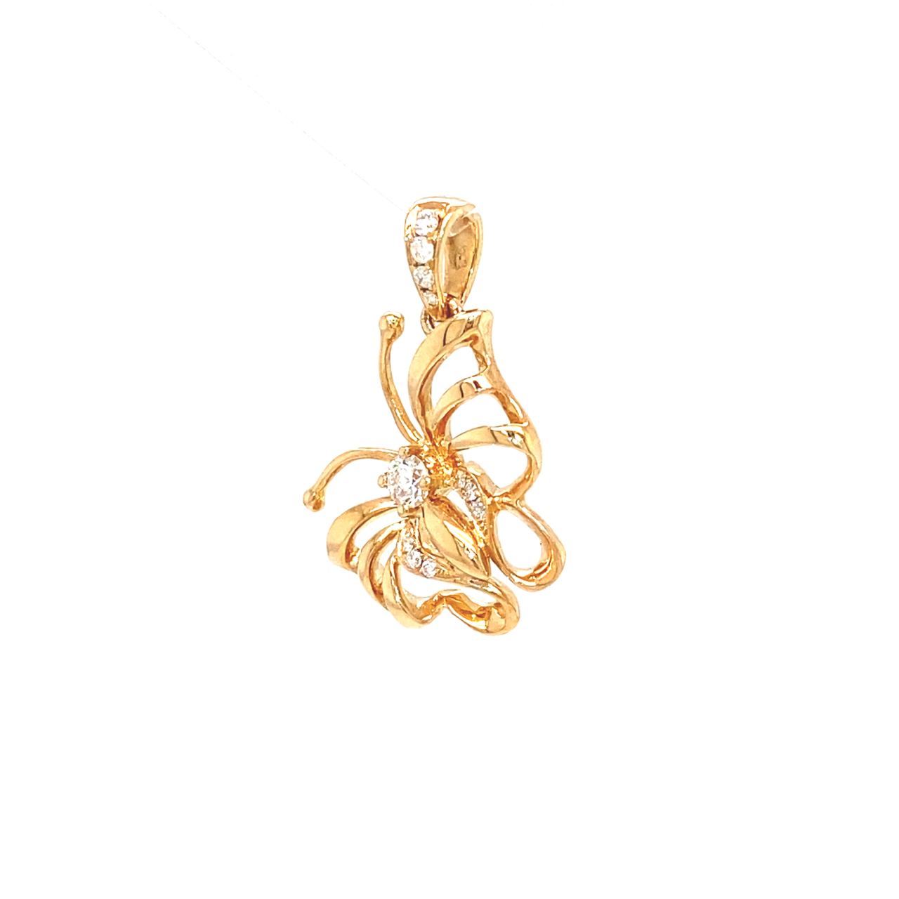 18K Rose Gold Butterfly Double Wings Diamond Pendant