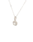 18K White Gold Petite Halo llusion Setting Diamond Necklace