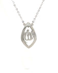 18K White Gold Love Oval Diamond Necklace