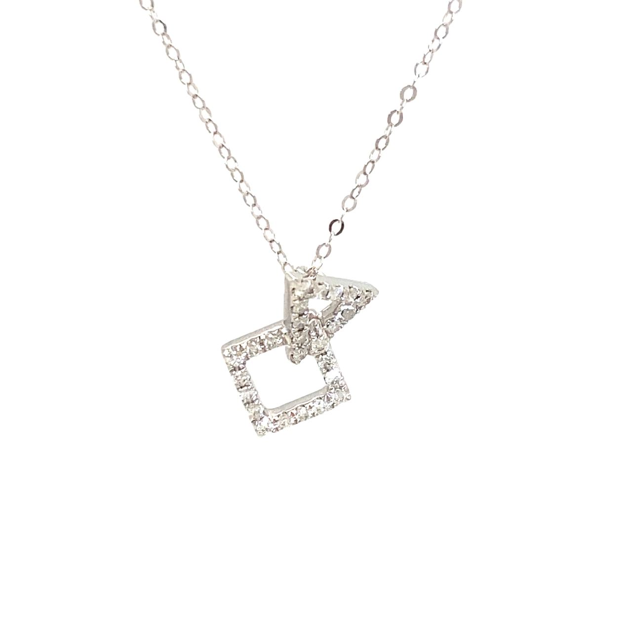 18K White Gold Polygon Inter-Locking Diamond Necklace