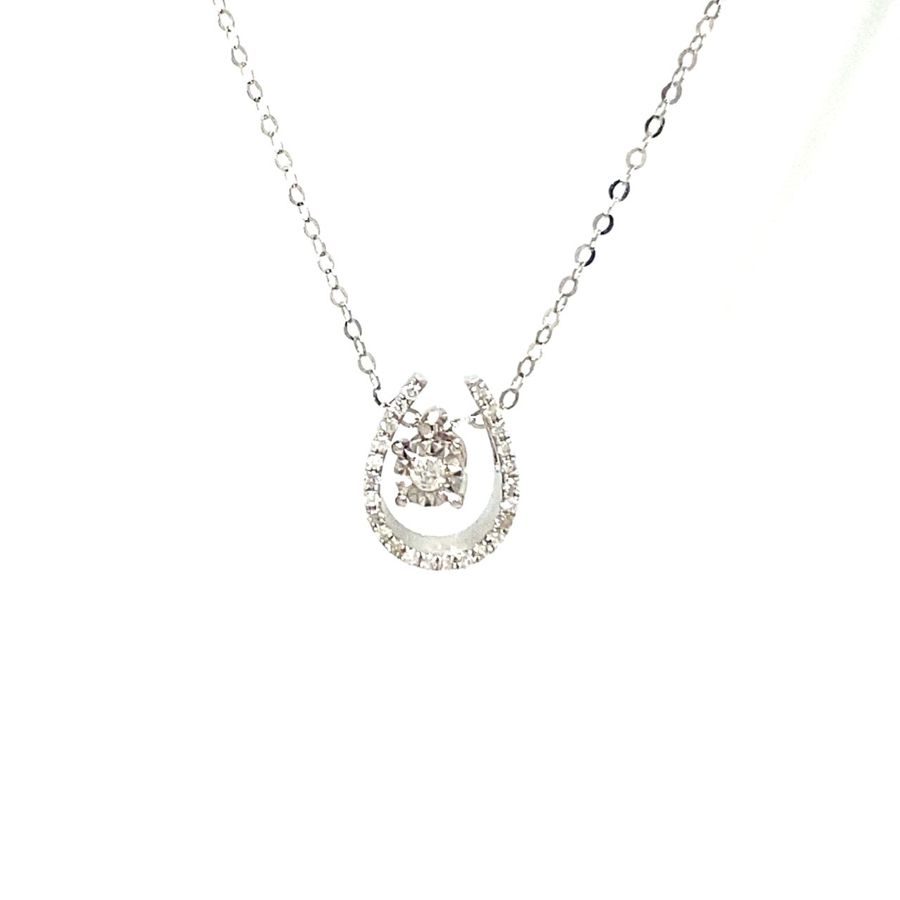 18K White Gold U Shaped Swing Stone Full Diamond Necklace