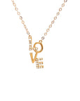18K Rose Gold Classic Font Vertical Love Full Diamond Necklace