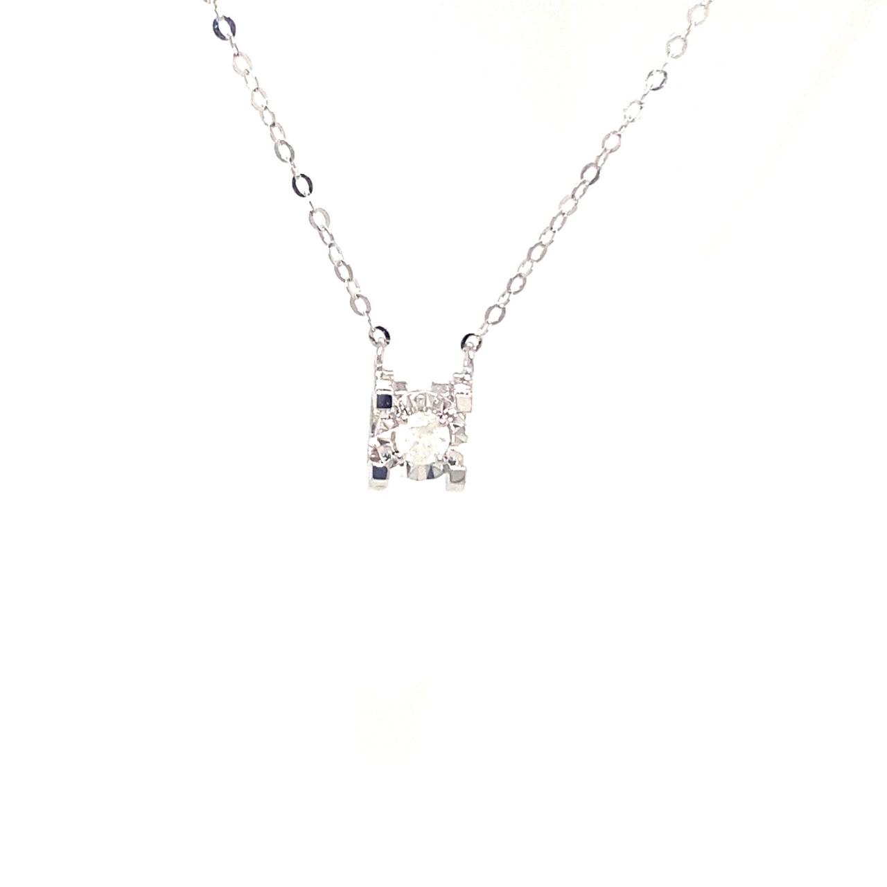 18K White Gold Illusion Setting Single Diamond Necklace
