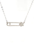 18K White Gold Star Pin Diamond Necklace