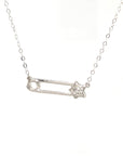 18K White Gold Star Pin Diamond Necklace