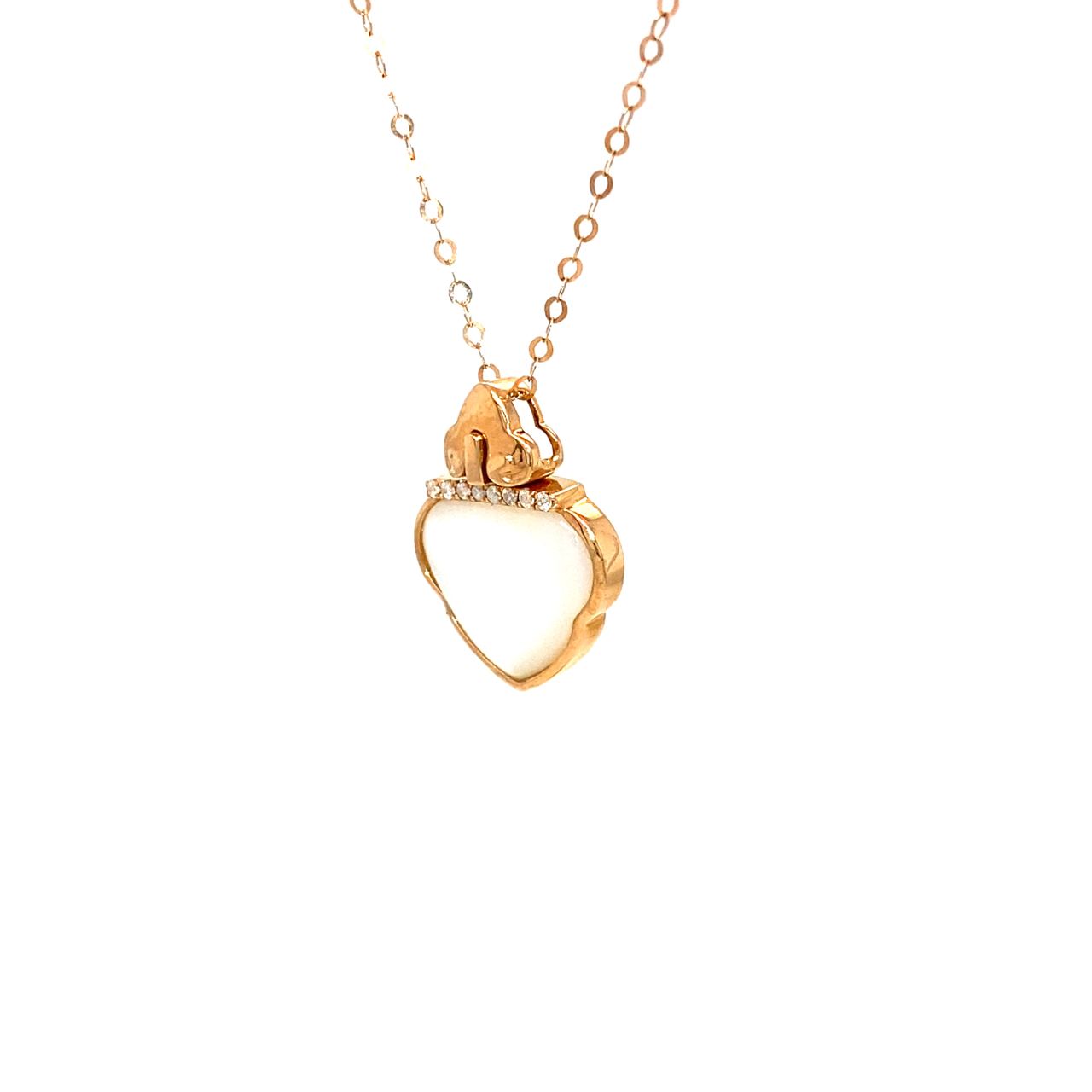18K Rose Gold Simple Flower Mother Of Pearl Diamond Necklace
