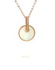 18K Rose Gold Moving Round Mother of Pearl Diamond Necklace
