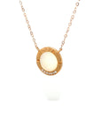 18K Rose Gold Flat Love Round Mother of Pearl Diamond Necklace