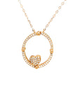 18K Rose Gold Mechanical Open Circle Heart Diamond Necklace