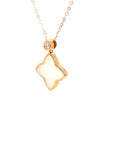 18K Rose Gold Sharp Flower Mother Of Pearl  Diamond Necklace