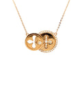 18K Rose Gold Mechanical Moveable Circle Cross Diamond Necklace
