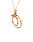 18K Rose Gold Double Leaf Circle Diamond Necklace