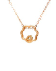 18K Rose Gold Flower Single Stone Illusion Setting Diamond Necklace
