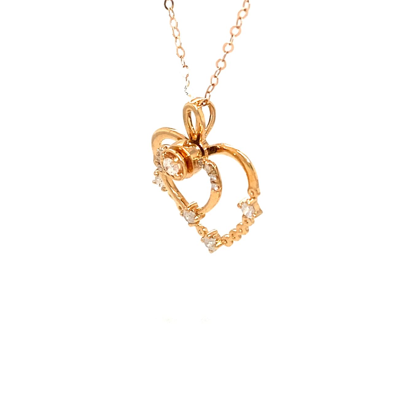 18K Rose Gold Double Heart Diamond Necklace