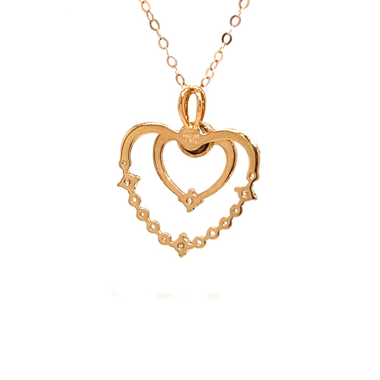 18K Rose Gold Double Heart Diamond Necklace