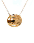18K Rose Gold Mechanical Double Circle LUCKY LOVE U Diamond Necklace