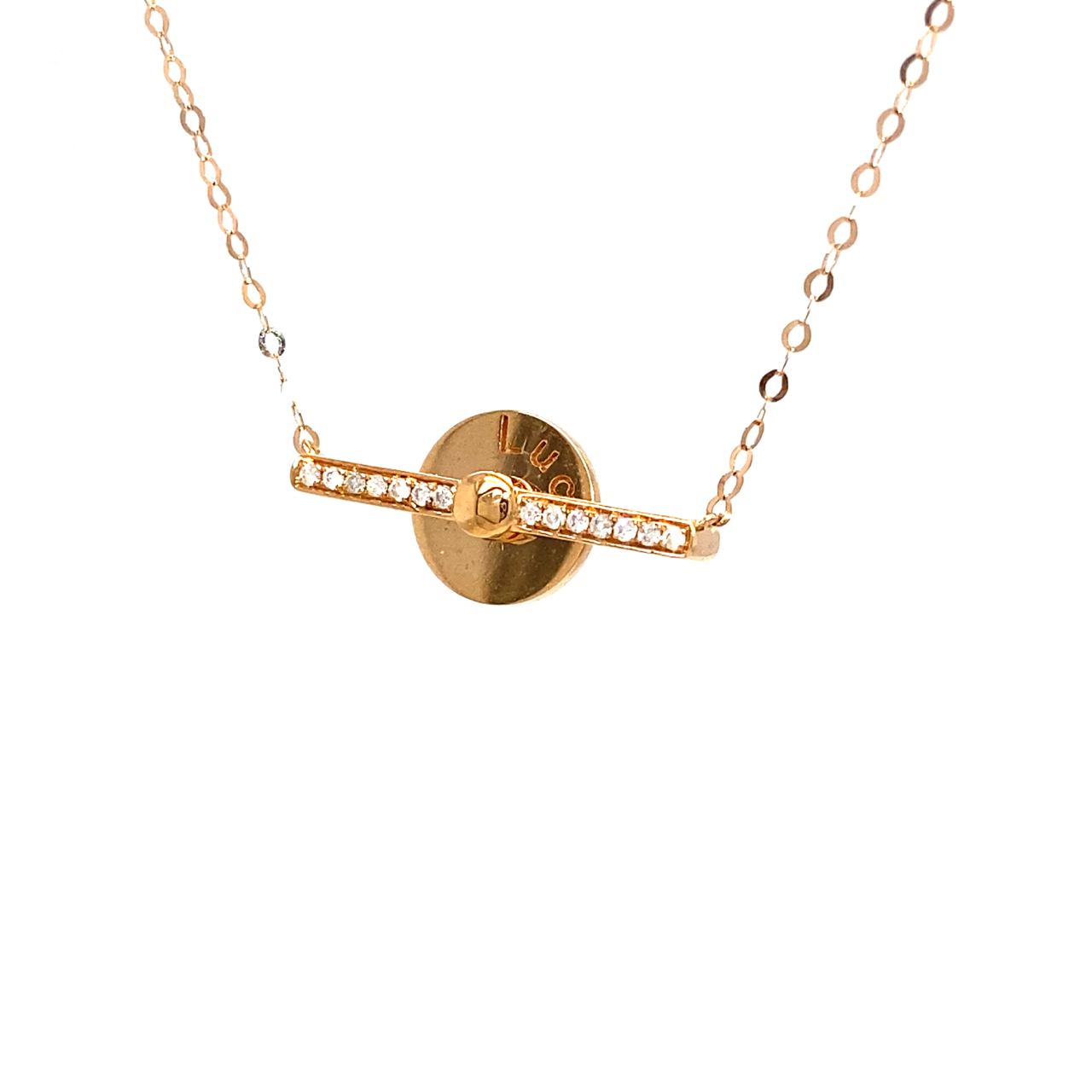 18K Rose Gold Lucky Mechanical Wheel Diamond Necklace