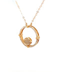 18K Rose Gold Mechanical Open Double Circle Full Diamond Necklace
