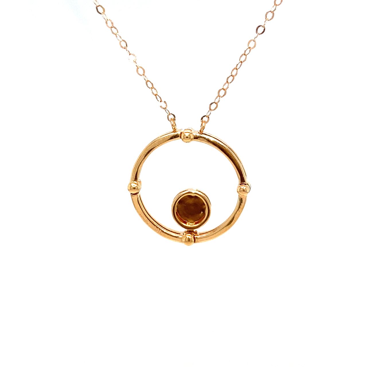 18K Rose Gold Mechanical Open Double Circle Full Diamond Necklace