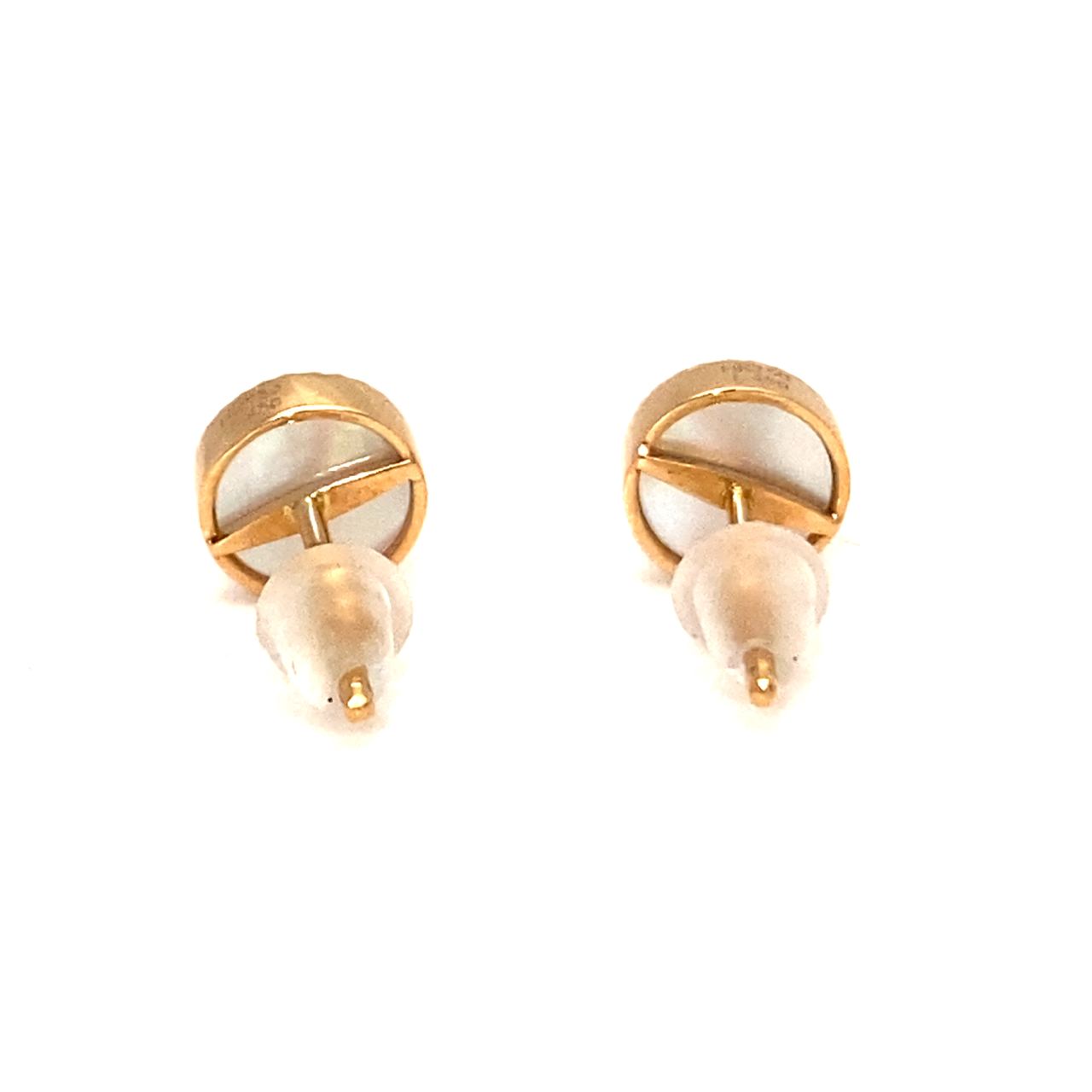 18K Rose Gold Baby Mini Royal Flower Mother Of Pearl Earrings
