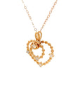 18K Rose Gold Leaf Heart Diamond Necklace