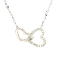 18K White Gold Double Heart Full Diamond Necklace