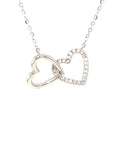 18K White Gold Double Heart Full Diamond Necklace